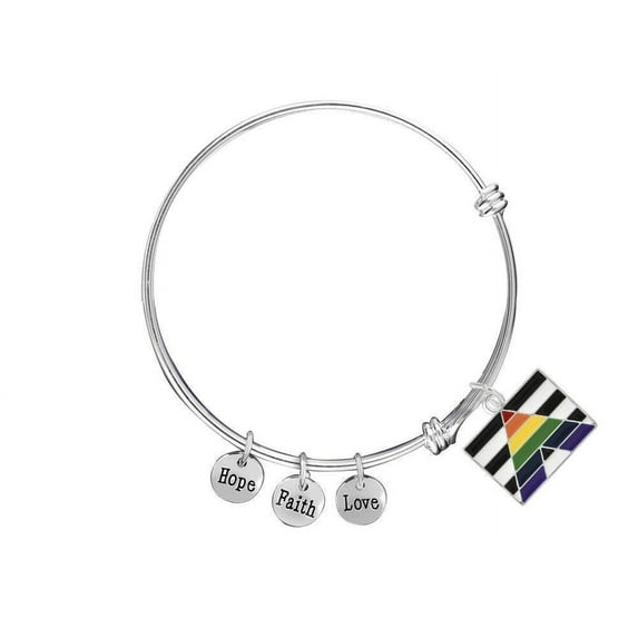 Straight Ally LGBTQ Pride Rectangle Flag Retractable Charm Bracelets