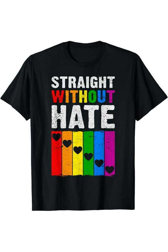 Straight Ally, Pride, Rainbow, Hearts, LGBT T-Shirt