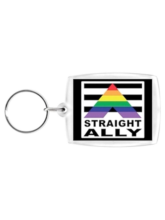 Straight Ally - Rainbow - Gay Pride Supporter Keychain - LGBT Lesbian Pride