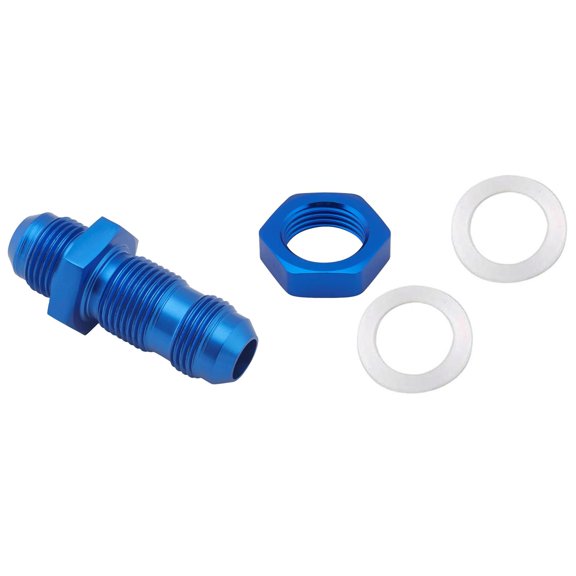 Straight Aluminum Bulkhead Flare Fitting Assembly Kit, Blue, -8AN