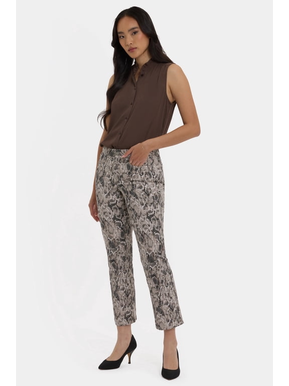 Women's Straight Ankle Jeans In Python Print Denim