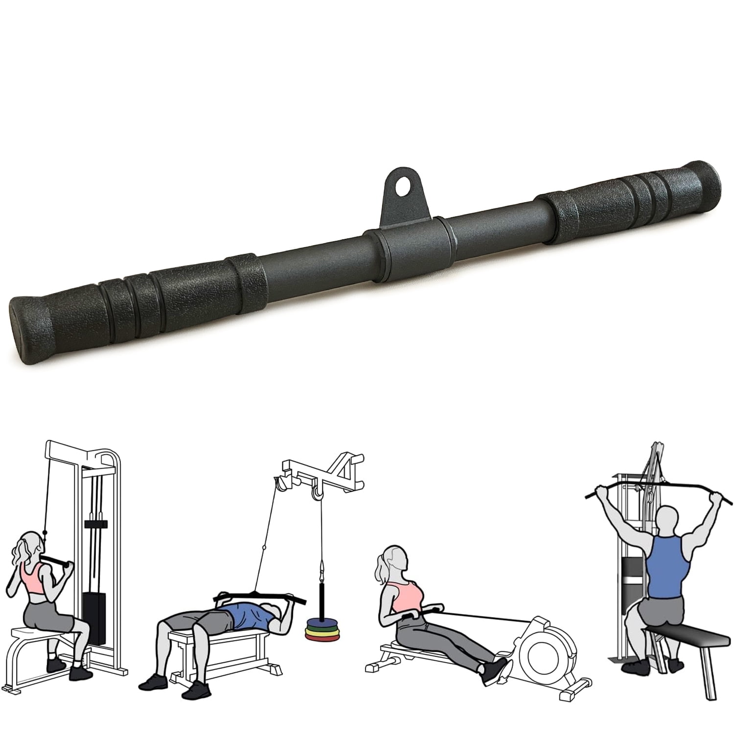 Straight Bar Pull Down Bar 360 Rotating Lat Pulldown Attachments Cable Attachments For Gym Cable Machine Attachment Tricep Press Down Curl Bar Strength Training Cable Attachments Walmart