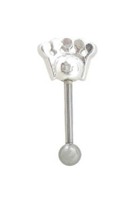 Straight Barbell 16G Eyebrow Ring with Crown Design