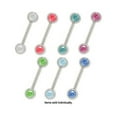 thumbnail image 1 of Straight Barbell Nipple Ring Surgical Steel with Jewels (16G - 8mm), 1 of 5