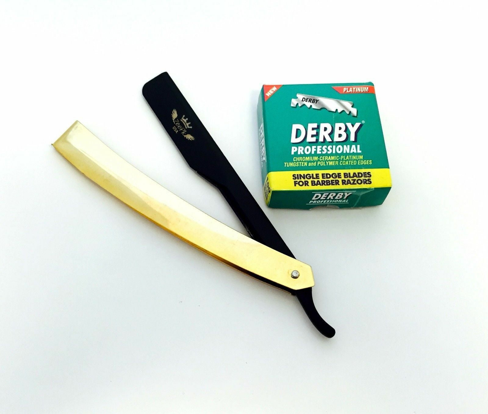 Straight Barber Edge Steel Razors Folding Shaving Knife With 100 DERBY