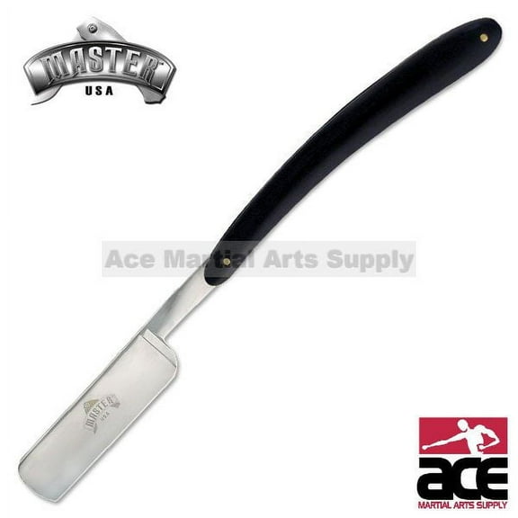 Straight Barber Razor with Black Wood Handle