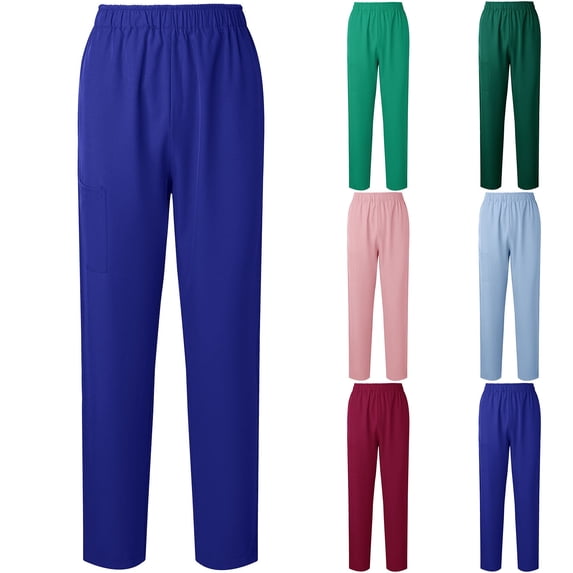 Straight Barrel Pants Women's Elastic Waist Work Trousers, Solid Color Casual Office Slacks, Professional Nursing Worker Pants, Business Casual Gifts for Women | CSEONE,Army Green L