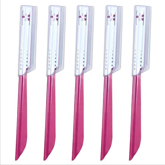 Straight Bladed Beard Razors, Men'S Beard Trimmers, Eyebrow Razors, Beard Shaping Tools, Used For Facial Hair Removal, Replacing Travel Beauty Styling 5 Pieces of Pink