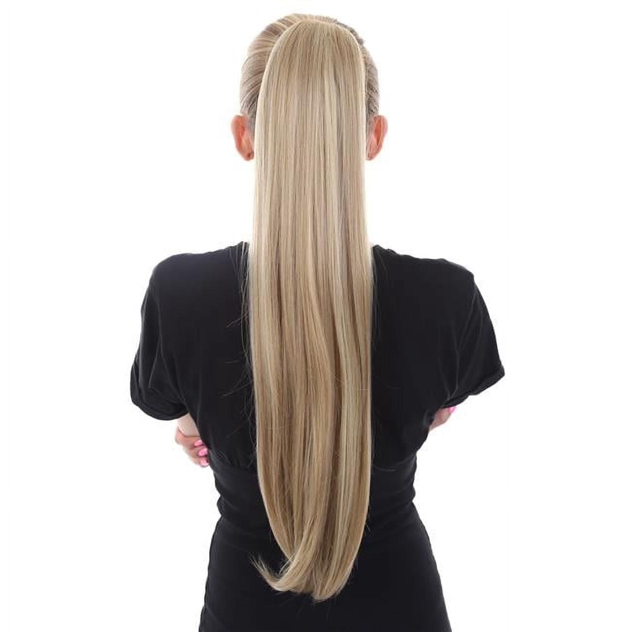 HPO Adult Straight Blonde High Heat Clip-In Synthetic 24-inch Extension ...
