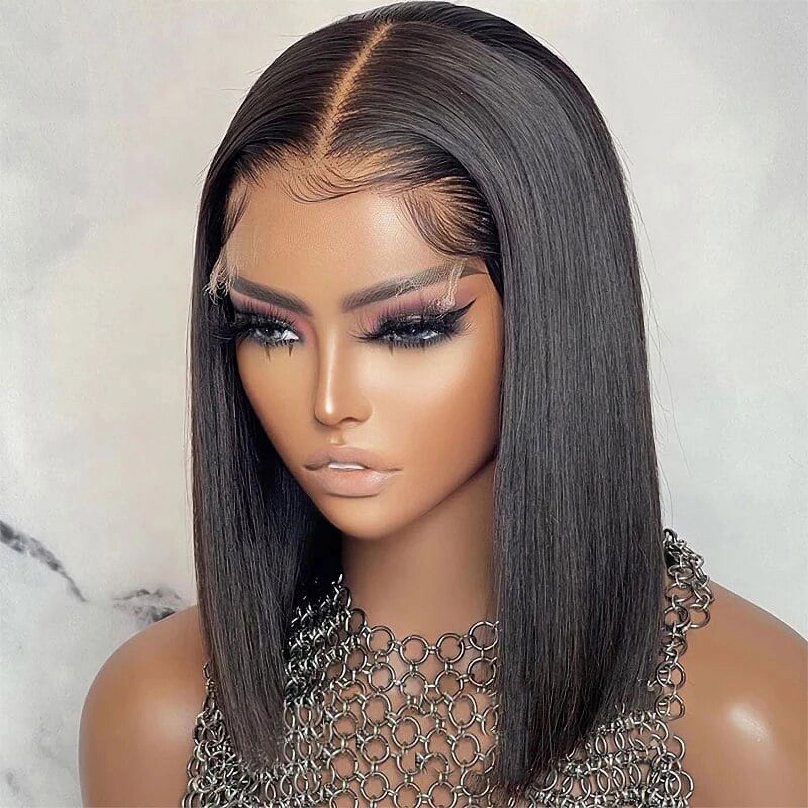 Straight Bob Wig Human Hair Wigs 4x4 Transparent Lace Frontal Wigs for Women Brazilian Remy Hair Wigs Pre Plucked Hairline 150% Density Natural color 10inch