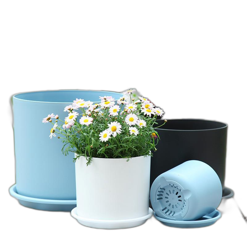 Straight Bucket Pot White Simple Flower Pot Directly Through Large