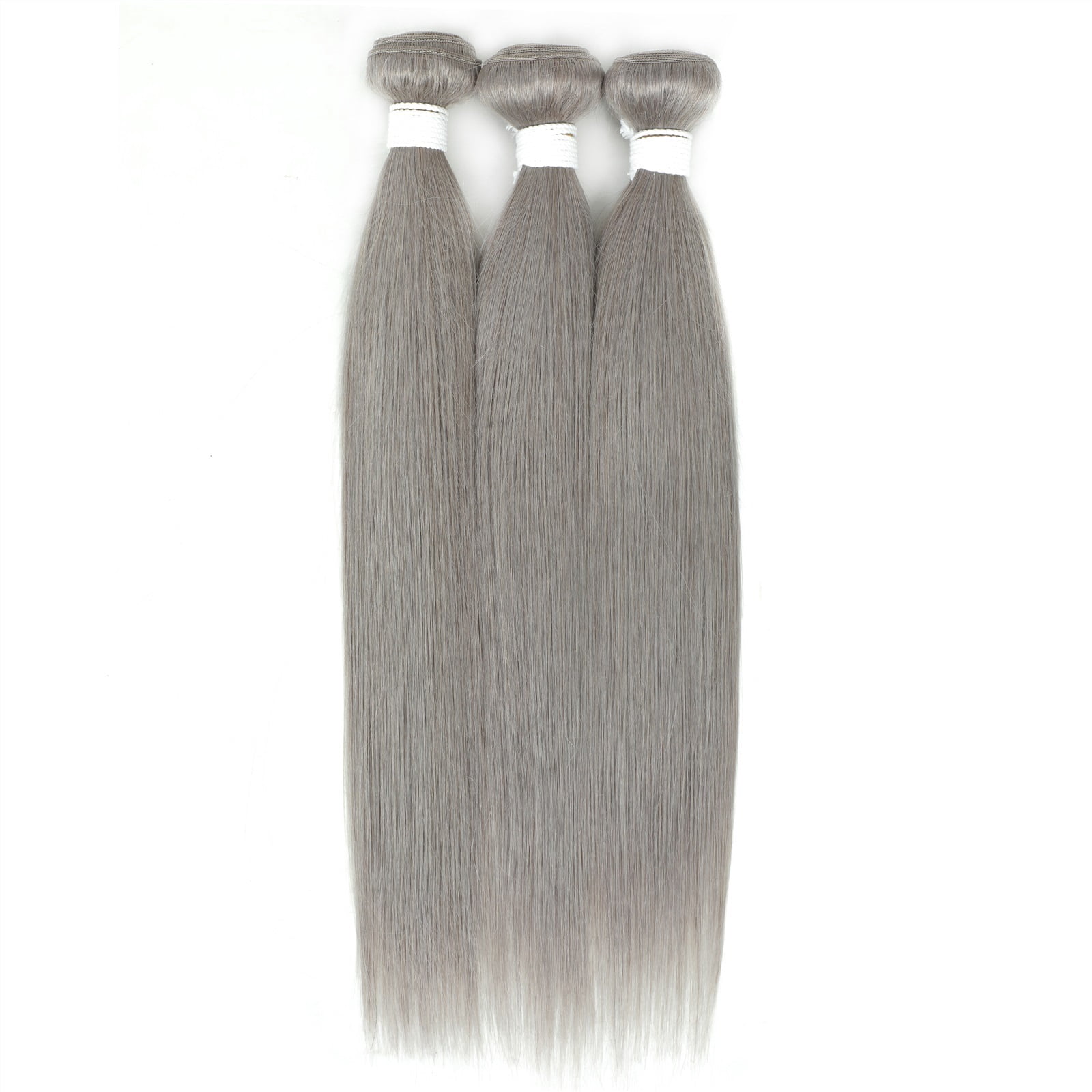 Straight Bundles with Frontal 13x4 Silver Colored Hair 3 Bundles With Closure Brazilian Remy Human Hair Extensions