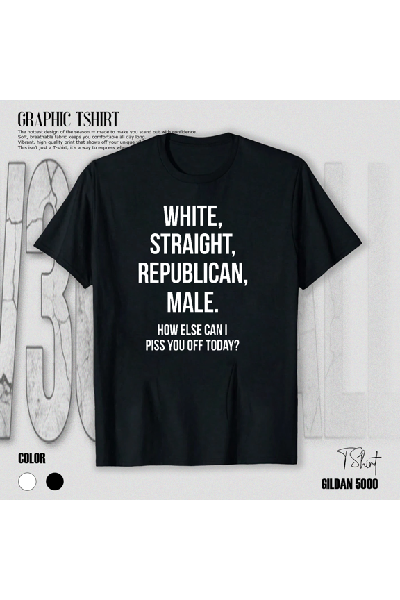 Straight Conservative Male Political Statement Graphic Art Unisex T-Shirt V18742, up to Size 5XL