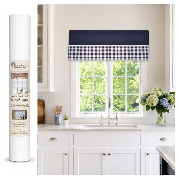 Valance Kit, No-Sew Straight Cornice-Style Window Curtain for DIY Home Decor
