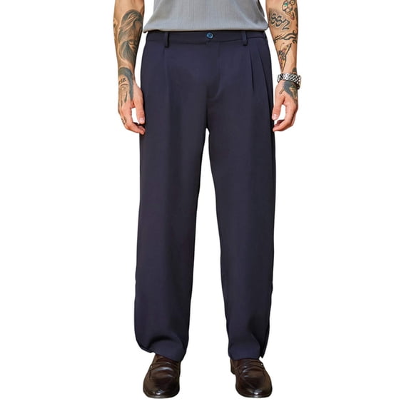 Straight-Cuffed Pleated Trousers