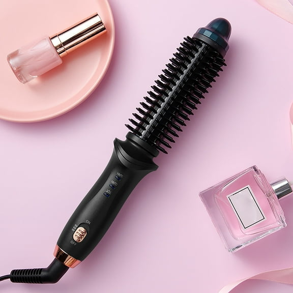 Straight & Curler Cordless Heated Round Brush For Travel Mini Thermal Curling For Short Hair USB Rechargeable Small Barrel Volume Heat Styling Curling Brush For Men And Women Curly Straigh