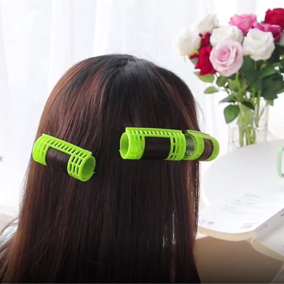 Straight & Curler Hair Rollers Snap Rollers Self Grip Hairdressing Curlers No Heat for DIY Salon Barber 6 Sizes