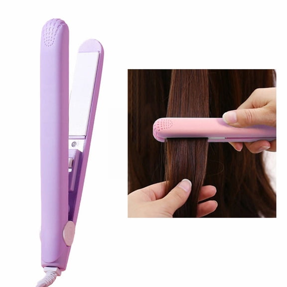 Straight & Curler Mini Female Portable Small Splint Straight Curly Hair Dual Use Curly Hair Stick Air Bangs Straighten Plate Clip Small Straight Hair Stick, 1*Curling Iron