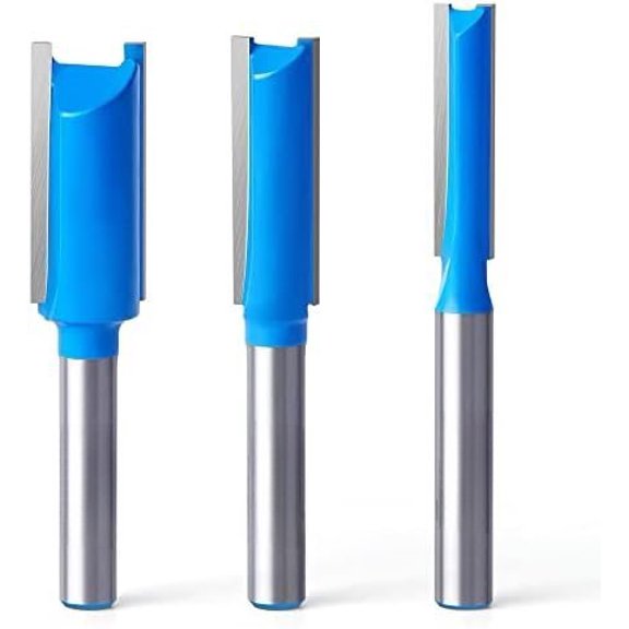 Straight Dado Cut Router Bit 1/4 Shank, 3 count Double Flute Plywood Straight Cut Router Bit Set for Create , Dado with Diameter 1/4", 3/8", 1/2"