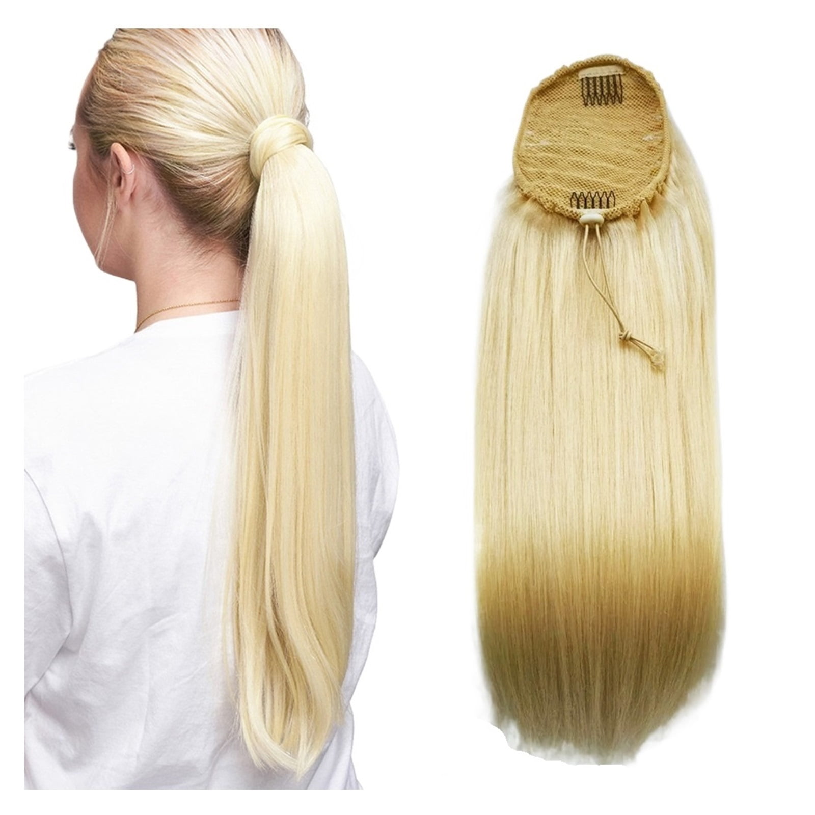 Straight Drawstring Ponytail Clip In Hair Extensions Human Hair Extensions for Women