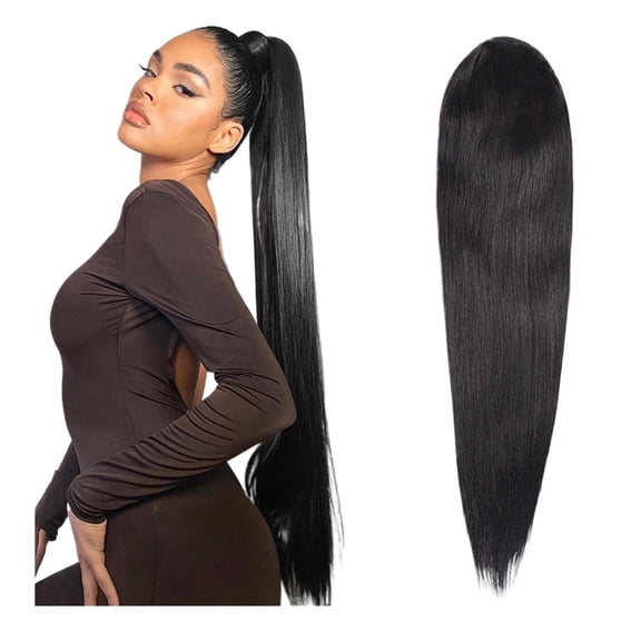 Straight Drawstring Ponytail Human Hair Extensions Pony Tails Soft Clip in Hair Extension for Women