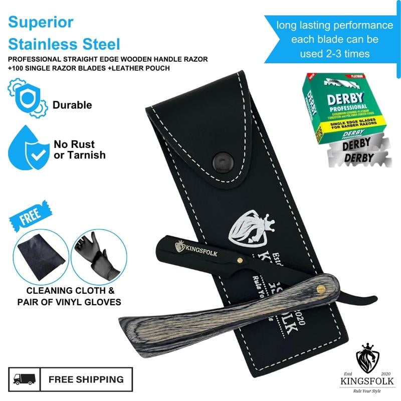 Straight Edge Wooden Throat razor for sale with Stainless Steel Blade ...