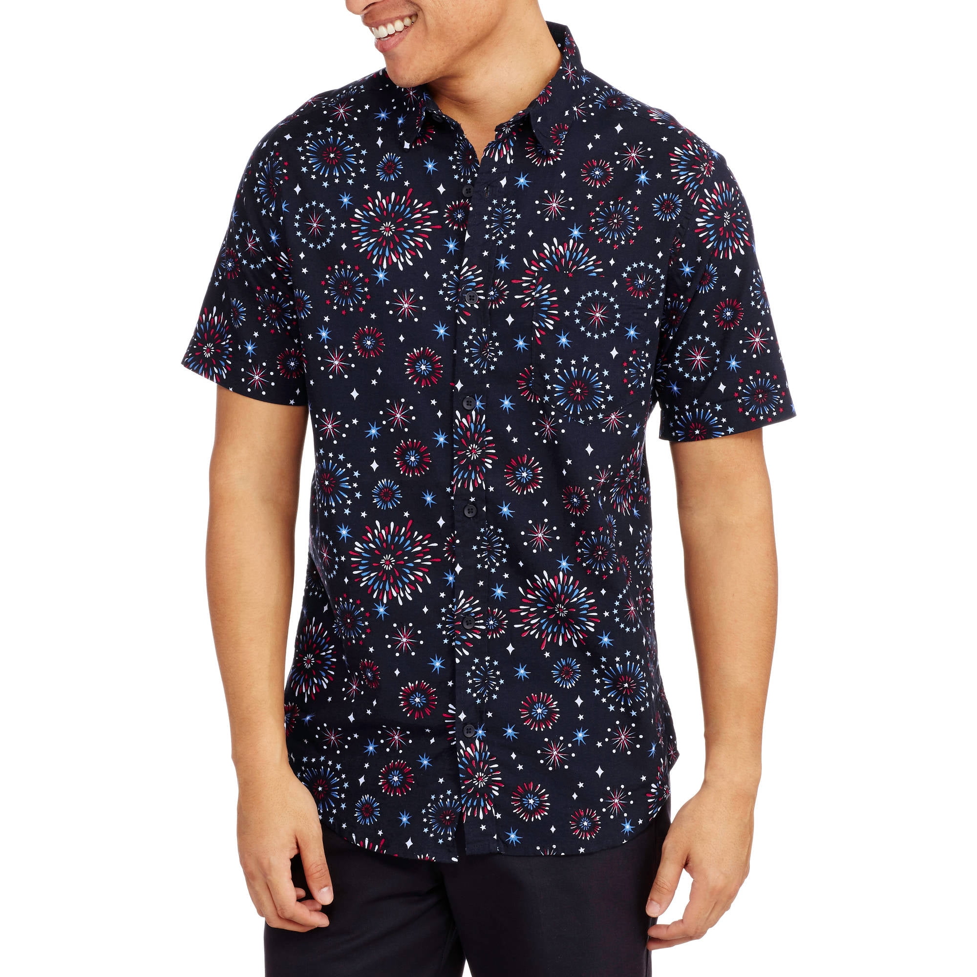 Straight Faded Men's Short Sleeve Woven Shirt - Walmart.com