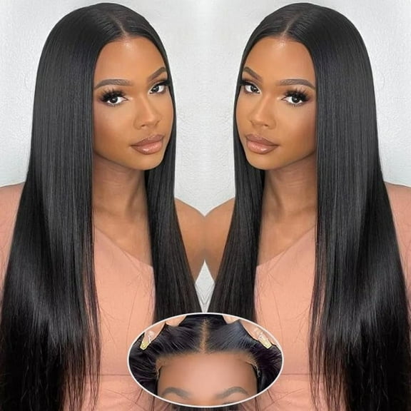 Straight HD Transparent Lace Front Wigs Human Hair 13x4 for Women Glueless Brazilian Virgin Frontal Hairline 180% Density Pre Plucked with Baby Hair Black