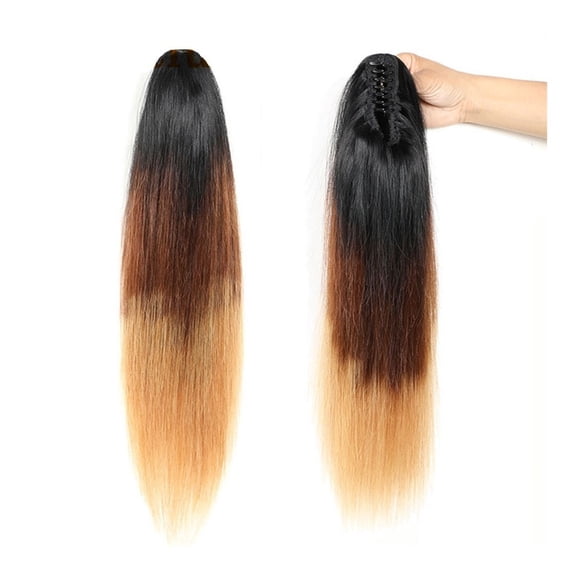 Straight Hair Ponytail 10-24 Inch Brazilian Remy Human Hair Claw Clip Ponytail Extensions T1B/4/27