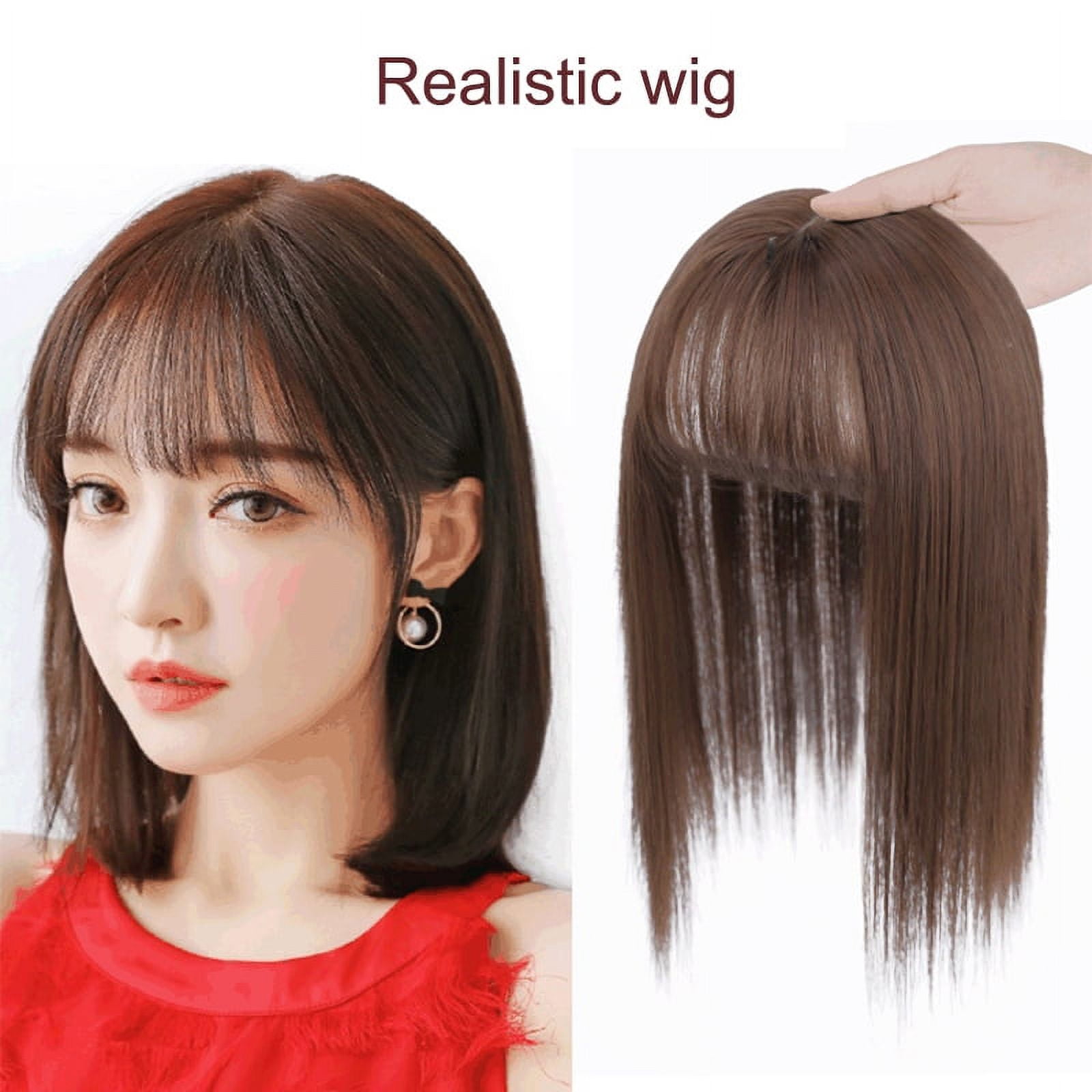 Straight Hair Toppers Hairpiece Clip in Women Bangs Fringe Hair