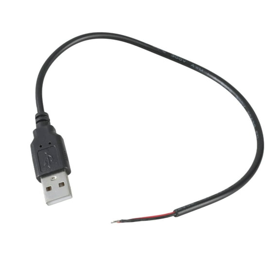 Straight Head USB to 2pin Bare Wire Open End Power Cord, Portable USB Male Plug Pigtail Extension Cable 22AWG