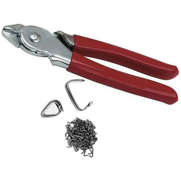 Straight Hog Ring Pliers 500 Rings 3/4 Kit for Automotive Upholstery Supplies Tools
