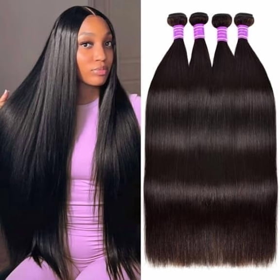 Straight  Human Hair 12A Brazilian Virgin Hair  Unprocessed Silky Straight Human Hair   Black Weave Hair Extensions for Women (24262830)