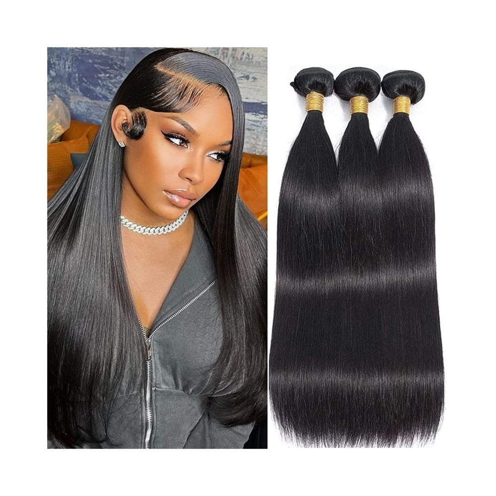 Straight Human Hair Bundles Natural Color 10--32inch Brazilian Remy Hair Weaves Bundles