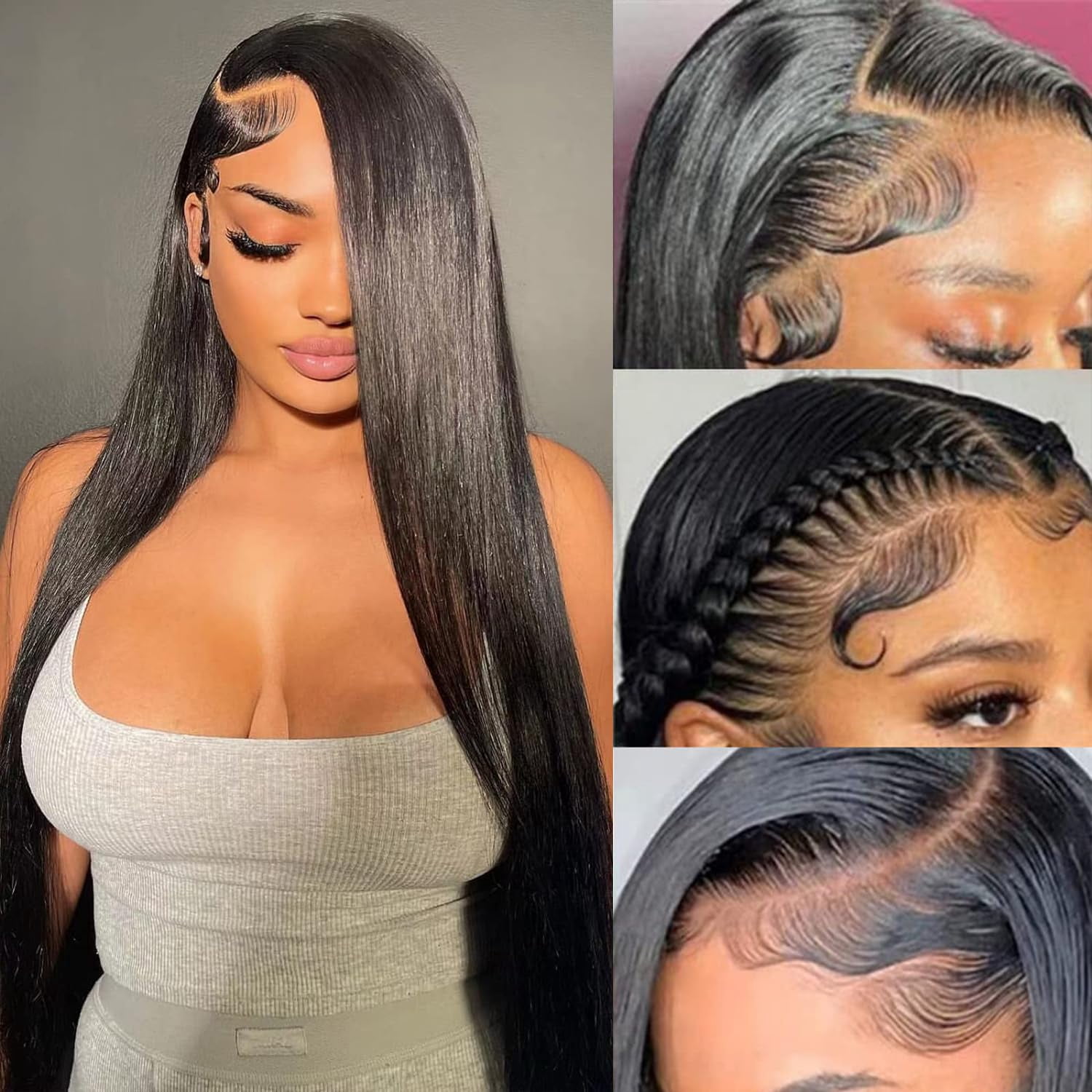 Straight Human Hair Pre Plucked, 180 Density 13x4 HD Transparent Lace Front Wigs, Glueless Wig with Baby Hair, Brazilian Natural Color 20&nbsp;Inch