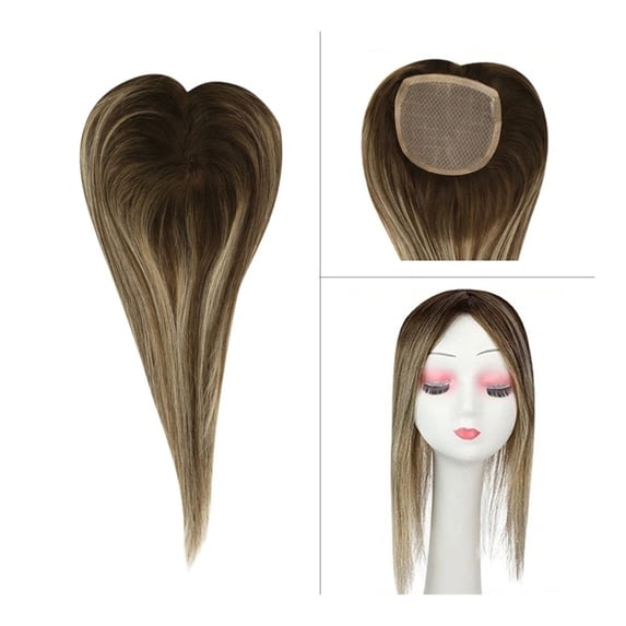Straight Human Hair Toppers 13×13CM Large-area Coverage Mono Base PU ...