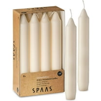 Straight Ivory Candlesticks, 6" Ivory Candles, 5 Hour Burning,  for Wedding, and Home Decor, 8 Pack