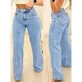 thumbnail image 1 of Straight Jeans, Diagonal Pocket Loose Style Street Fashion Brand Loose Jeans, Ladies Jeans And Clothing, 1 of 5