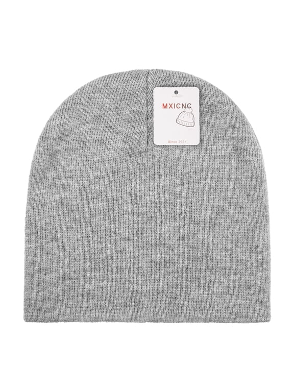 Straight Knit Beanie Hat for Men & Women - Winter Warm Skull Cap, Stretchy Unisex Cold Weather Beanie, 1 Grey
