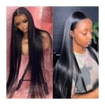 thumbnail image 1 of Straight Lace Front Wig 12-40 Inch Human Hair Wig Brazilian Remy Hair Pre Plucked 13x4 Hd Transparent Lace Frontal Wig with Baby Hair, Natural Color, 1 of 6