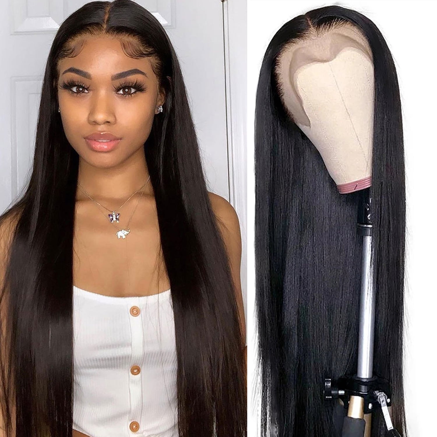 Straight Lace Front Wigs Human Hair 13x4x1 HD Transparent Lace Frontal ...