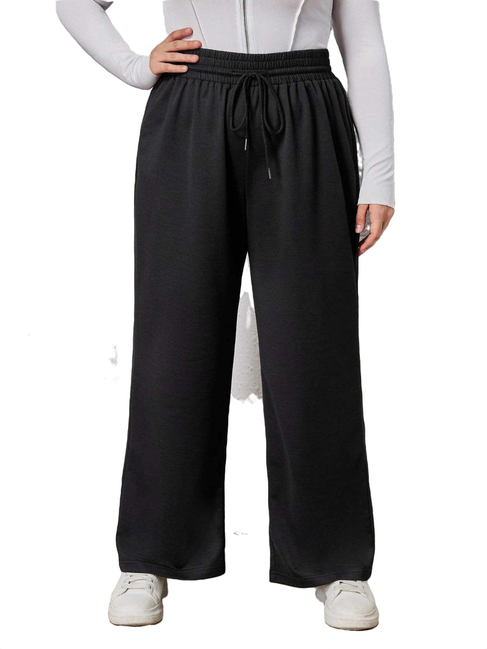 Straight Leg Black Plus Size Sweatpants (Women's) - Walmart.com