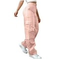 thumbnail image 1 of Straight Leg Cargo Pants for Women Elastic High Waisted Versatile Outdoor Hiking Trousers with Multiple Pockets, 1 of 8
