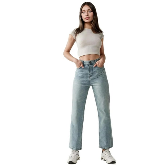 Straight Leg Denim Jeans