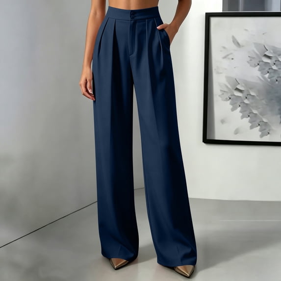 Straight Leg Dress Pants Women Casual Work Trousers Office Slacks for Women