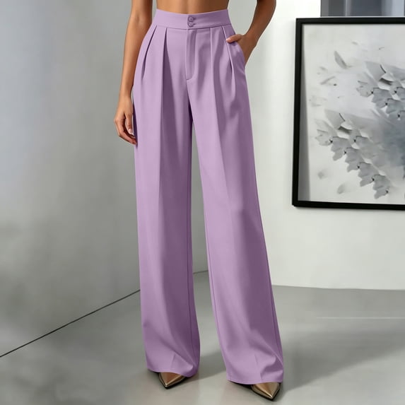 Straight Leg Dress Pants Women Casual Work Trousers Office Slacks for Women