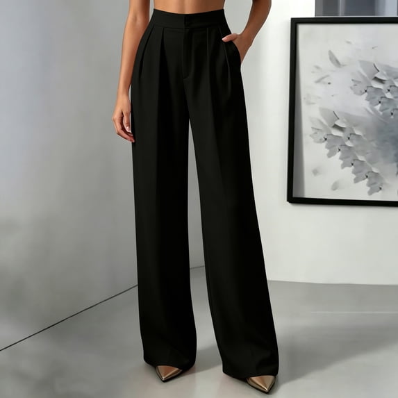 Straight Leg Dress Pants Women Casual Work Trousers Office Slacks for Women