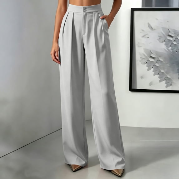 Straight Leg Dress Pants Women Casual Work Trousers Office Slacks for Women