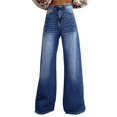 thumbnail image 1 of Straight Leg Jeans for Women, Audhol Jeans for Women Loose Stretchy Denim Pants Wide Leg Baggy High Waisted Jeans with Pockets Wide Leg Jeans Dark Blue M, 1 of 5