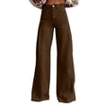 thumbnail image 1 of Straight Leg Jeans for Women, Audhol Jeans for Women Loose Stretchy Denim Pants Wide Leg Baggy High Waisted Jeans with Pockets Wide Leg Jeans Brown L, 1 of 5